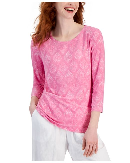 Jm Collection Jacquard-Print Knit Top Created for