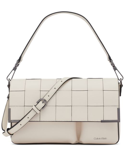 Calvin Klein Mica Woven Magnetic Flap Convertible Shoulder Bag