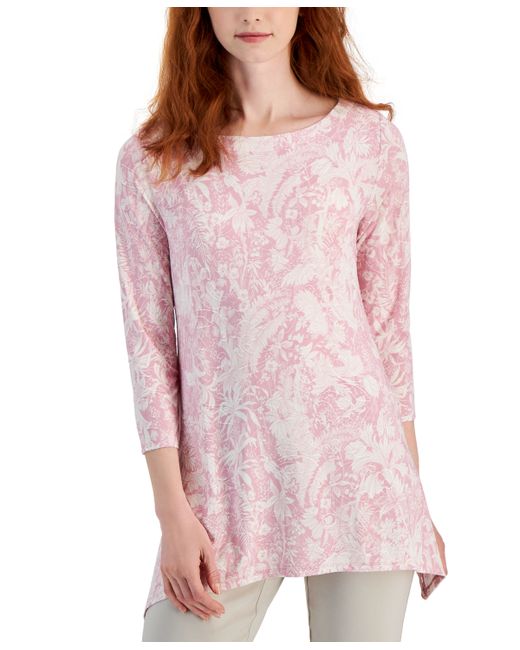 Jm Collection Printed 3/4-Sleeve Swing Top Created for