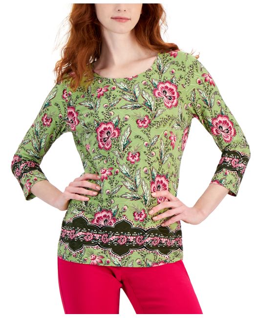 Jm Collection Printed Jacquard Knit Top Created for