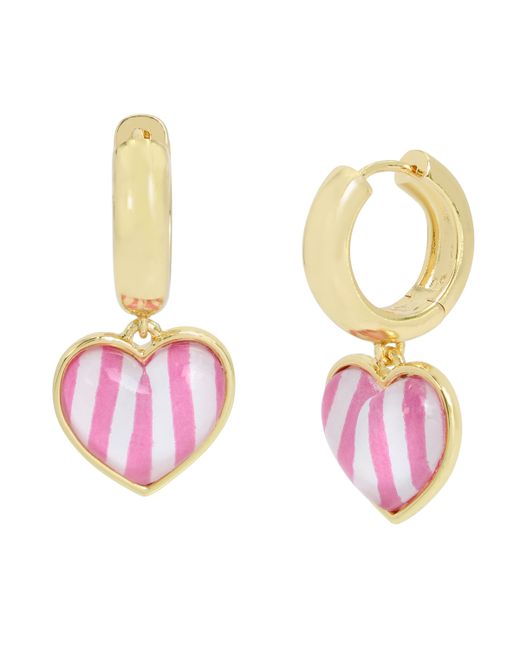 Betsey Johnson Heart Charm Huggie Earrings