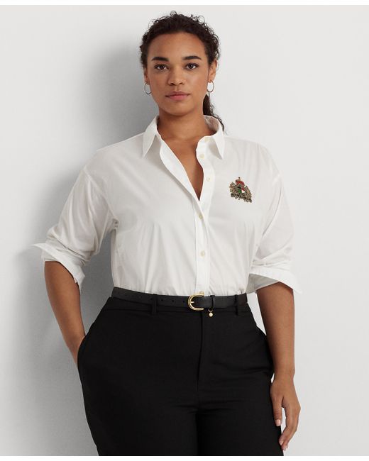 Lauren Ralph Lauren Plus Beaded Crest Shirt