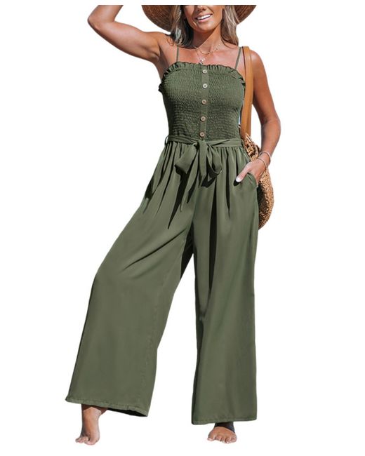 Cupshe Olive Square Neck Straight Leg Jumpsuit