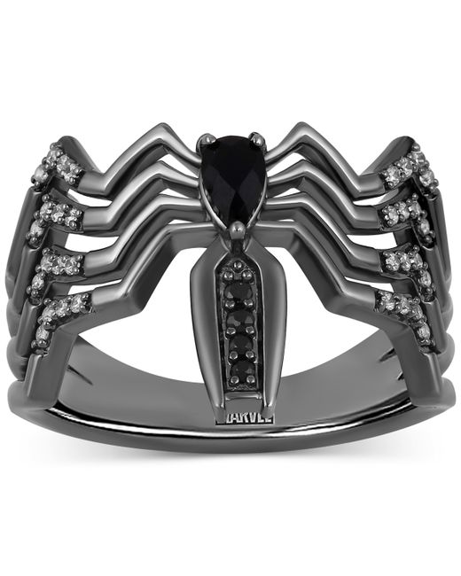 Wonder Fine Jewelry Onyx Diamond 1/10 ct. t.w. Venom Spiderman Ring Sterling Silver with Rhodium