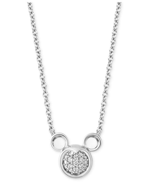 Wonder Fine Jewelry Diamond Mickey Mouse Pendant Necklace 1/8 ct. t.w. Sterling 16 2 extender