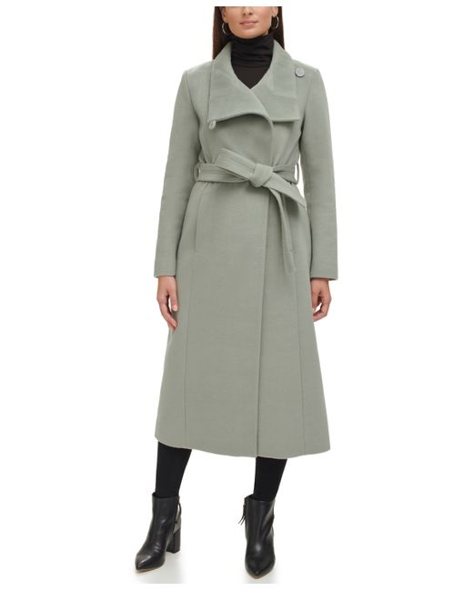 Kenneth Cole Belted Maxi Wool Coat with Fenced Collar