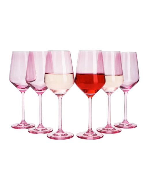 The Wine Savant Colored Wine Glasses Hand Blown 12 oz Set of 6