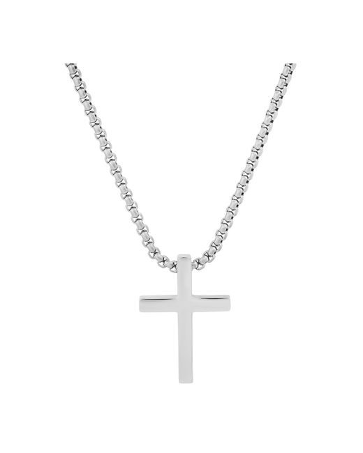 SteelTime Polished Cross Pendant Necklace 24