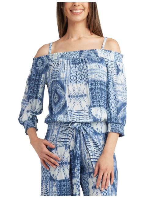 Bcx Juniors Printed Smocked Off-The-Shoulder Top