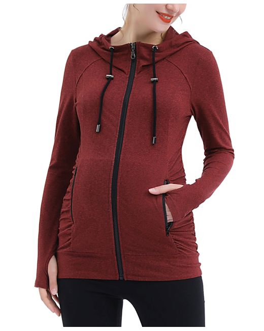 Kimi + Kai Maternity Essential Ruched Hooded Active Jacket