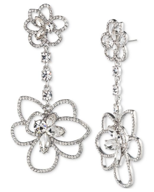 Givenchy Tone Pave Crystal Flower Statement Earrings