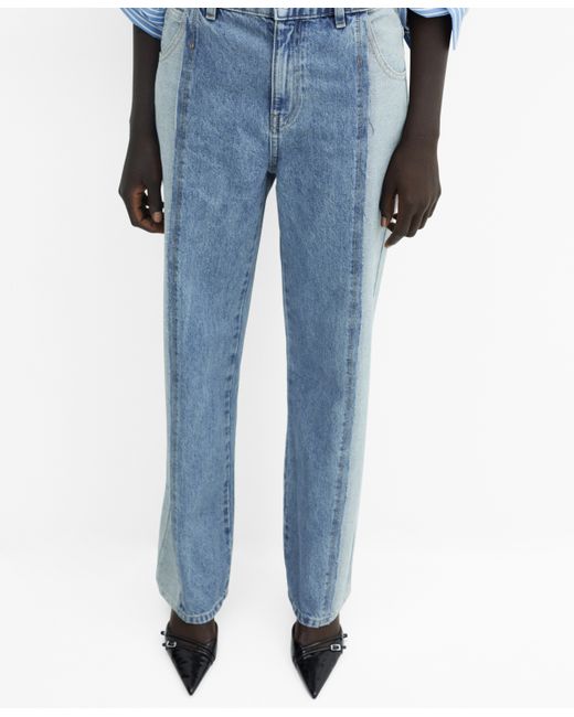 Mango Two-Tone Straight Jeans