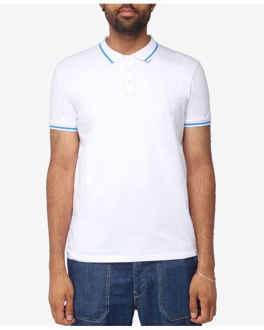 X-Ray Basic Short Sleeve Rib Polo Shirt Ocean Blue