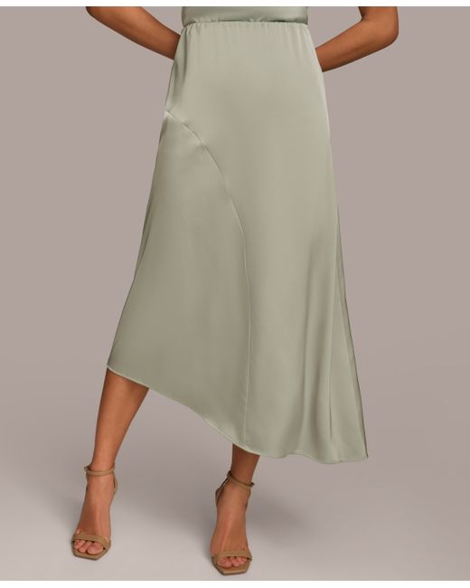 Donna Karan Asymmetric Satin Midi Skirt