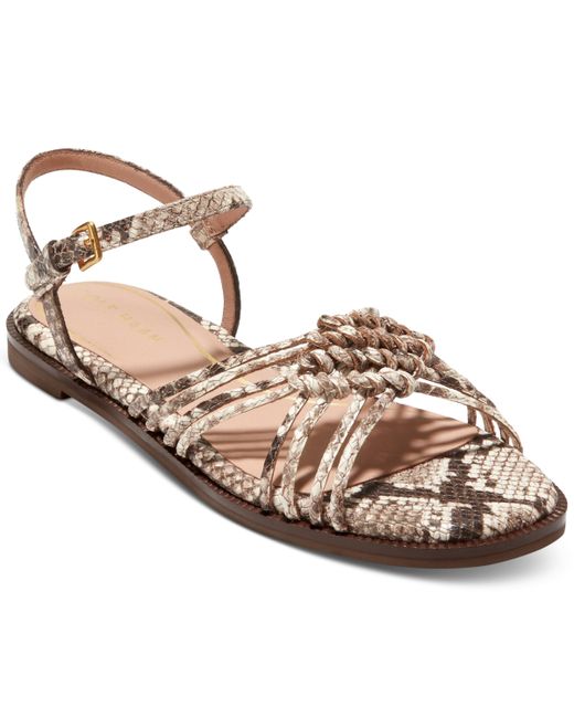 Cole Haan Jitney Ankle-Strap Knotted Flat Sandals