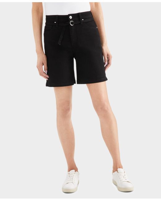 Style & Co High-Rise Belted Cuffed Denim Shorts Created for