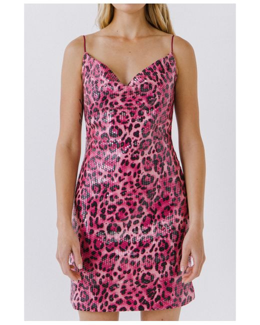 Endless Rose Leopard Sequin Mini Dress