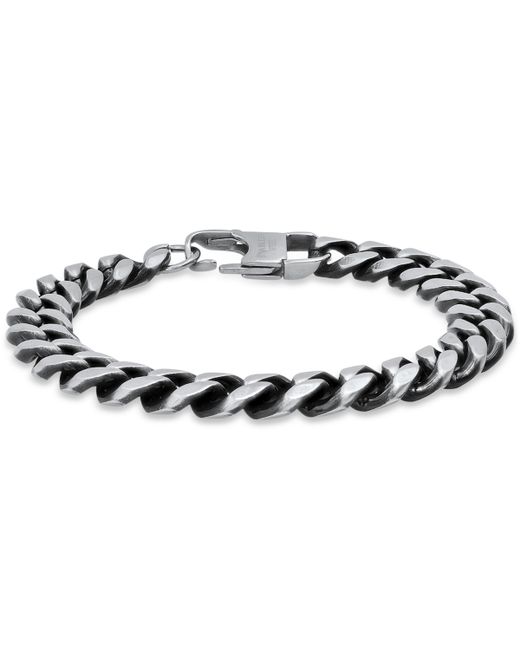 SteelTime Tone Stainless Steel Cuban Link Chain Bracelet