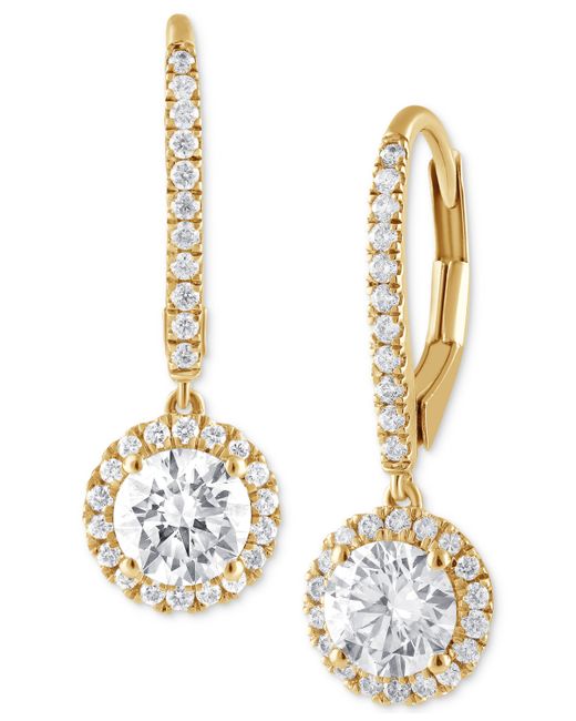 Badgley Mischka Lab Grown Diamond Halo Drop Earrings 1-1/4 ct. t.w. 14k White or Rose Gold