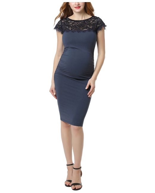 Kimi + Kai Maternity Lace Trim Bodycon Dress