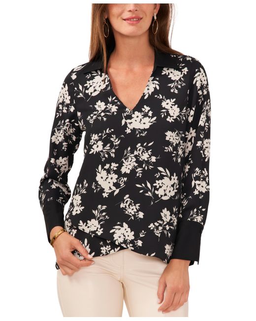 Vince Camuto Floral-Print Collared Top