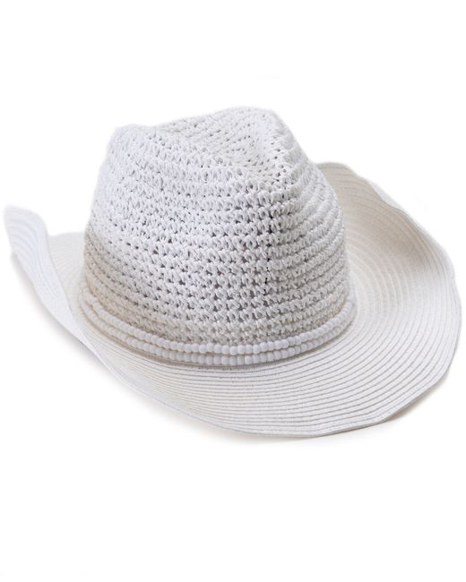 Vince Camuto Beaded Trim Straw Cowboy Hat