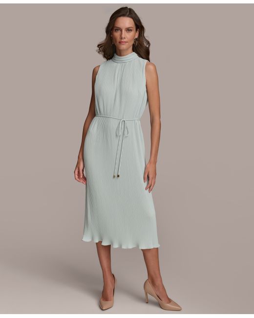 Donna Karan Pleated Sleeveless A-Line Dress