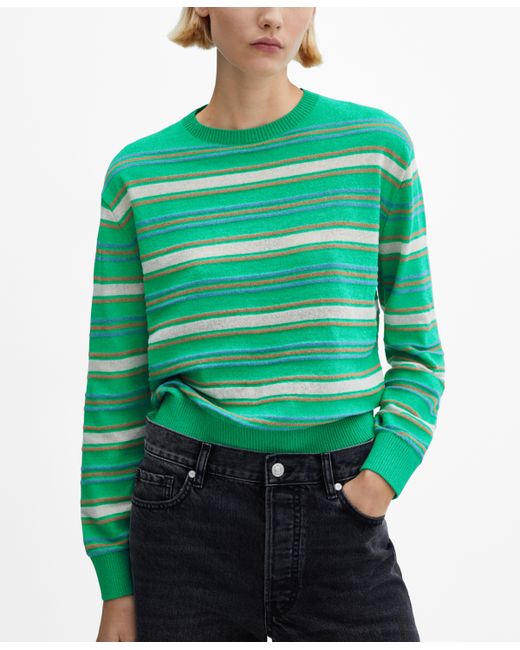 Mango Round-Neck Striped Sweater
