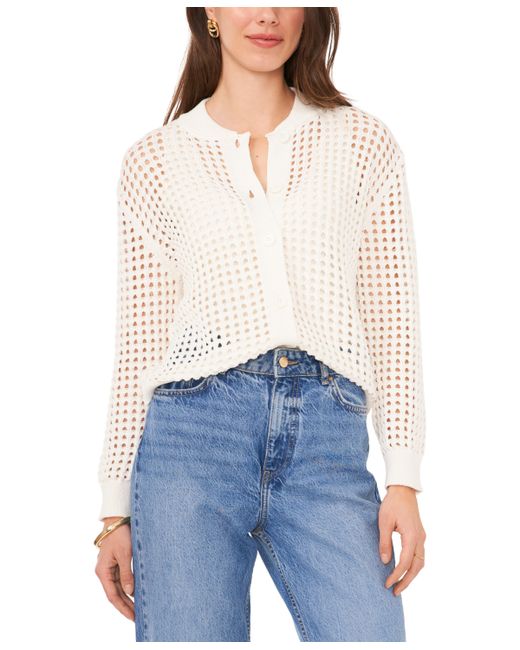 Vince Camuto Textured Mesh Button Bomber Jacket