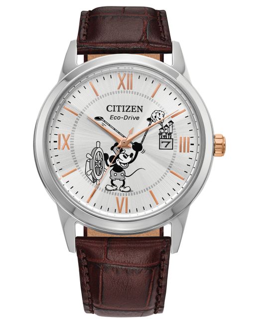 Citizen Eco-Drive Steamboat Willie 1928 Leather Strap Watch 40mm