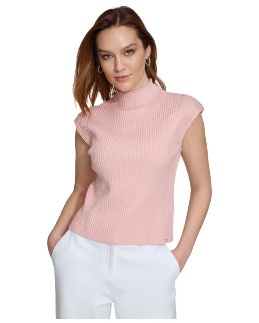 Calvin Klein Mock-Neck Ribbed Extended-Shoulder Sweater