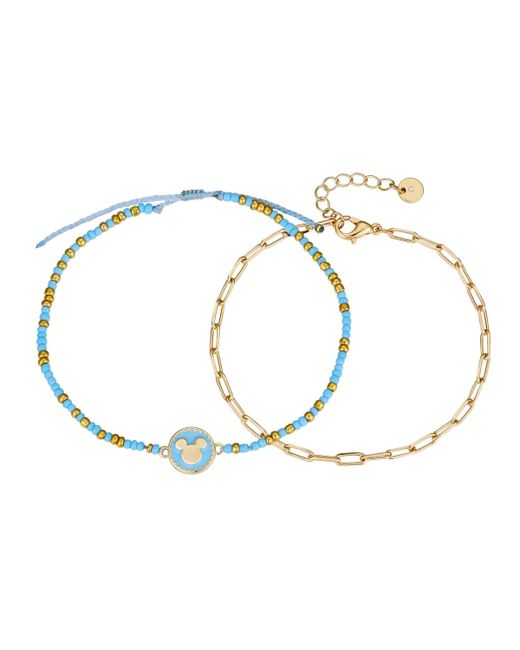 Disney Unwritten 14K Plated and Blue Mickey Mouse Bracelet Set