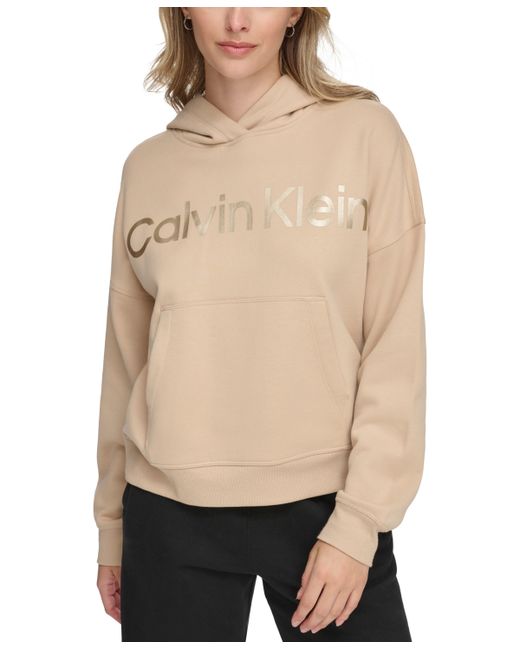 Calvin Klein Metallic-Logo Dropped-Shoulder Hoodie