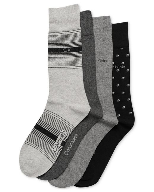 Calvin Klein Crew Length Dress Socks Assorted Patterns Pack of 4