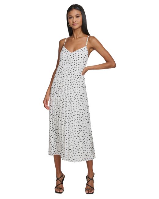Karl Lagerfeld Polka-Dot Pleated A-Line Dress blk