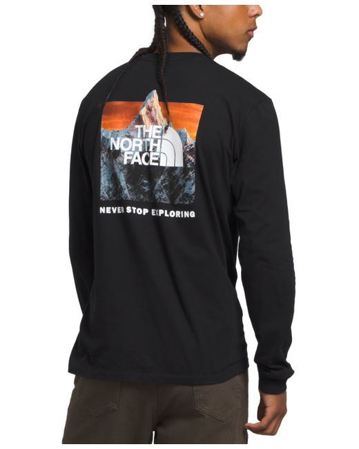 The North Face Box Nse Standard-Fit Logo Graphic Long-Sleeve T-Shirt photo Real/graphics