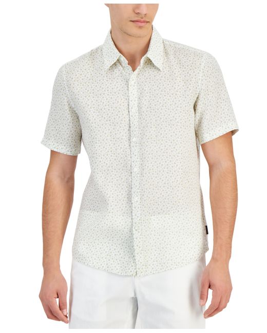 Michael Kors Slim-Fit Ditsy-Print Button-Down Shirt