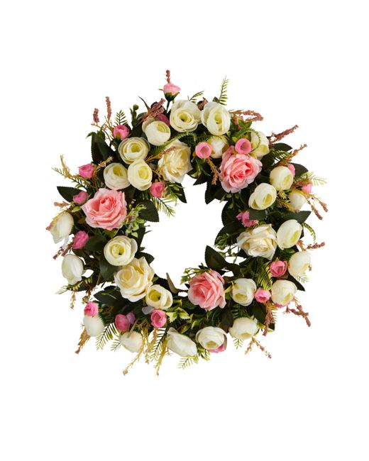 Nearly Natural Rose Artificial Wreath 20