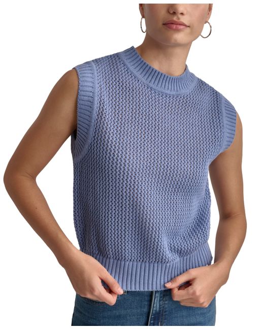 Dkny Cotton Open-Stitch Sweater Vest