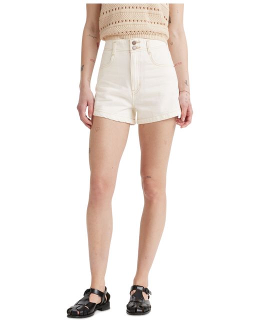 Levi's High-Waisted Distressed Cotton Mom Shorts