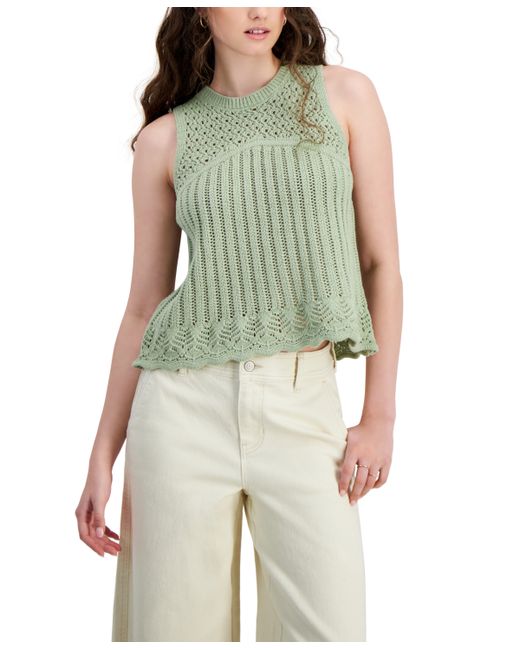 Hooked Up By Iot Juniors Pointelle Knit Sleeveless Top