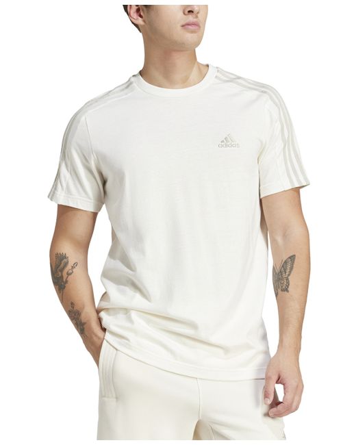 Adidas Essentials 3-Stripes Regular-Fit Logo Graphic T-Shirt Grey