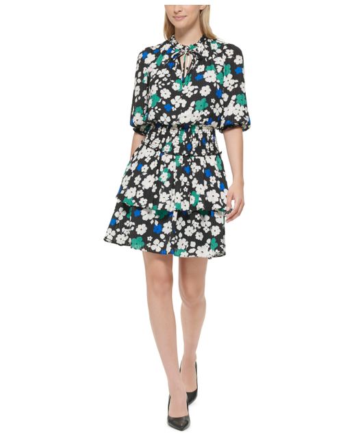 Karl Lagerfeld Printed Tiered A-Line Dress