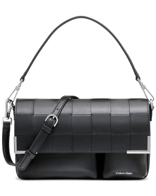 Calvin Klein Mica Woven Magnetic Flap Convertible Shoulder Bag