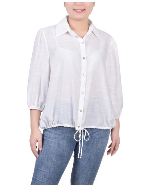 Ny Collection 3/4 Sleeve Drawstring Blouse