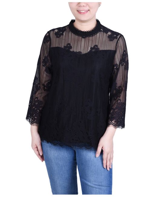 Ny Collection 3/4 Sleeve Lace Blouse