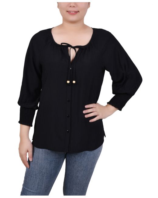 Ny Collection 3/4 Sleeve Button Front Blouse