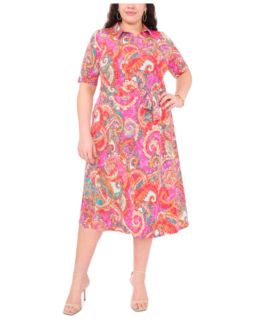 Msk Plus Paisley-Print Midi Dress