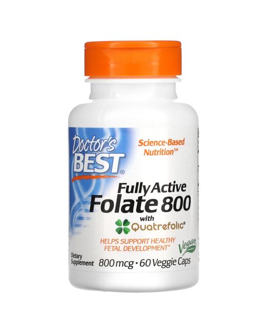 Doctor's Best Fully Active Folate 800 with Quatrefolic mcg Veggie Caps