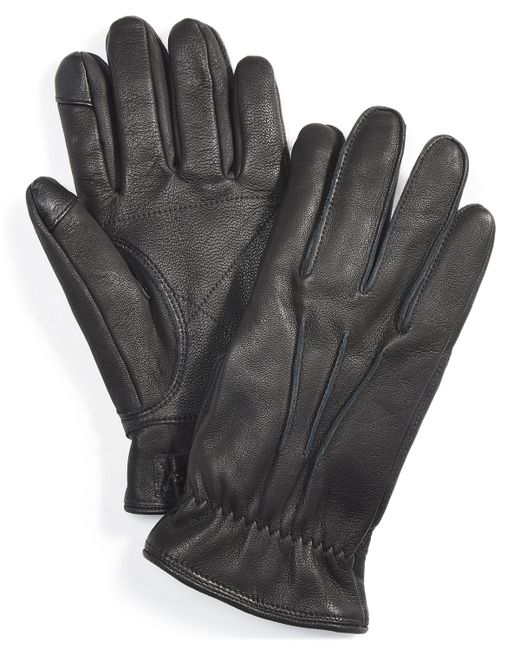 Ugg 3-Point Leather Tech Gloves with Faux-Fur Lining